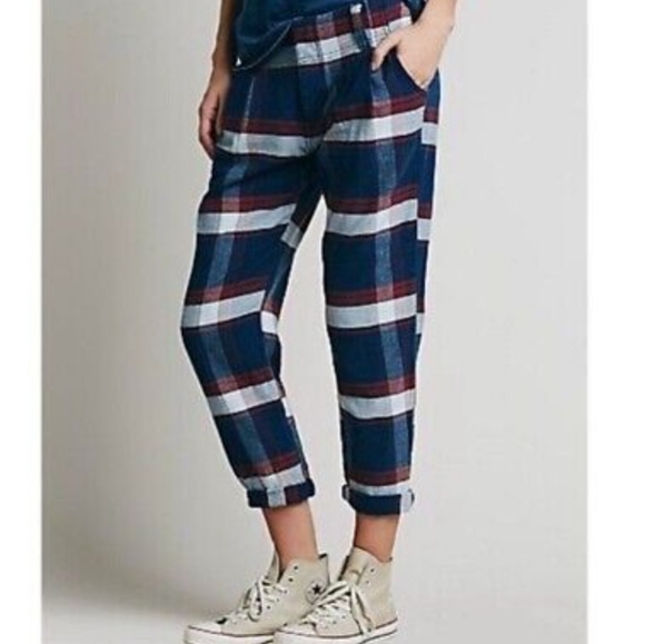 Free People Pants - Free People - Low Rise Plaid Slacks